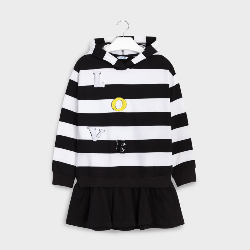 Mayoral Girl AW20 Black And White Striped Dress 7976