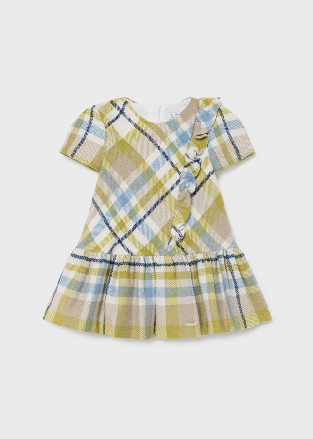 Mayoral Baby Girl AW21 Olive Check Plaid Dress 2906