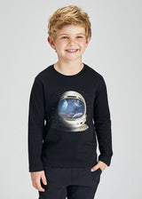 Mayoral Boy AW21 Long Sleeved Black Space Top 4089