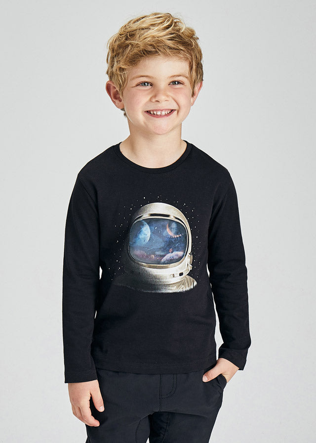 Mayoral Boy AW21 Long Sleeved Black Space Top 4089