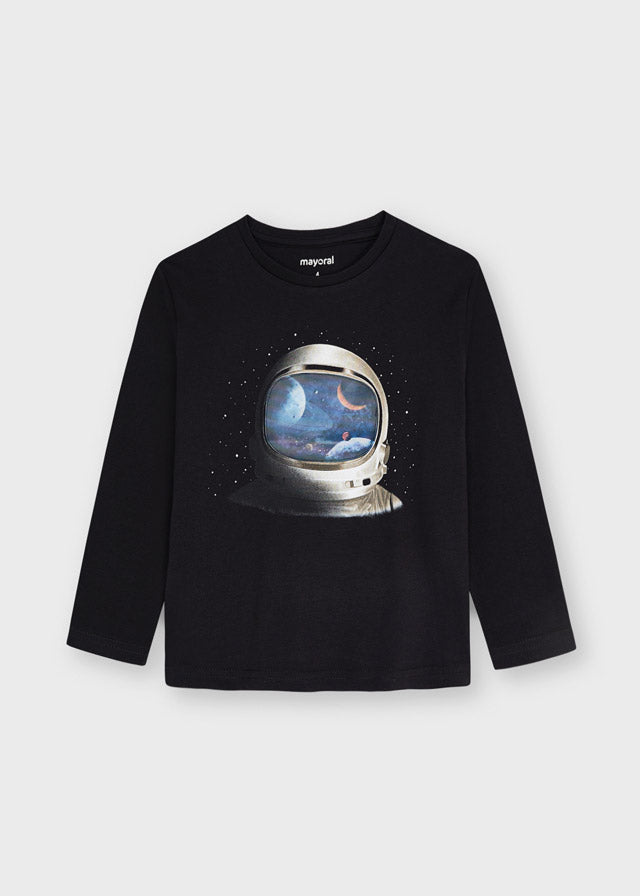 Mayoral Boy AW21 Long Sleeved Black Space Top 4089