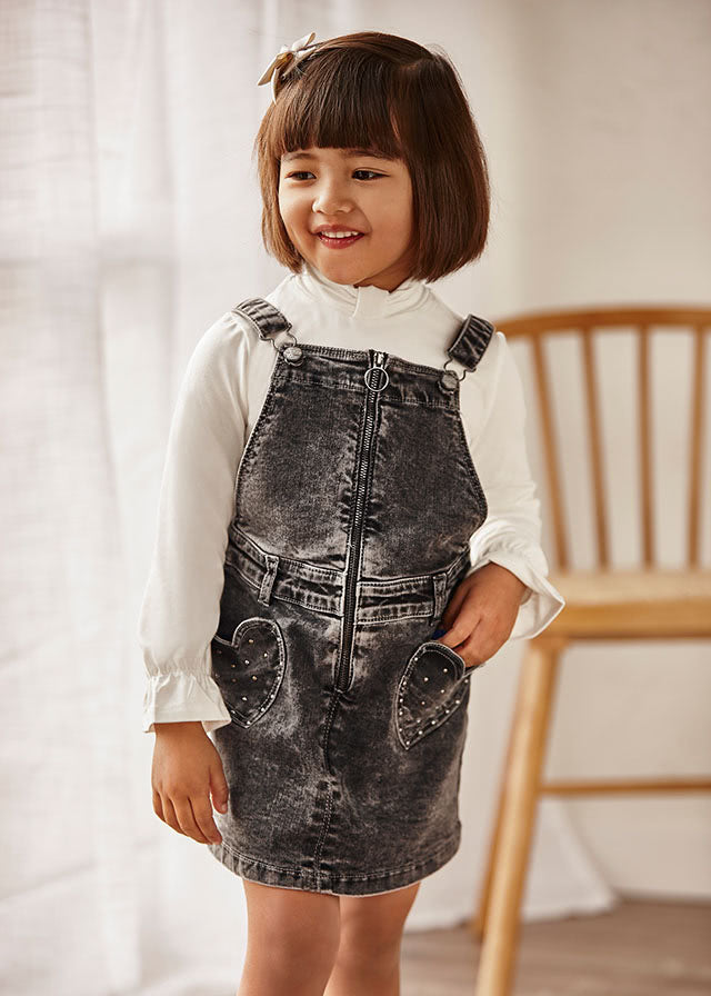 Mayoral Girl AW21 Grey Denim Dungaree Dress 4911