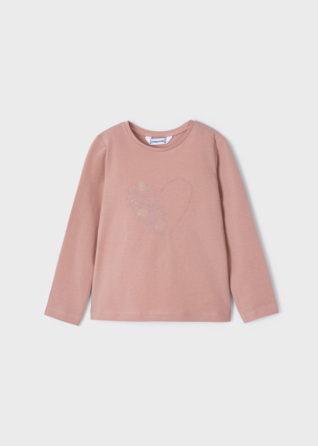 Mayoral Girl AW22 Pink Heart Long Sleeved Top 178