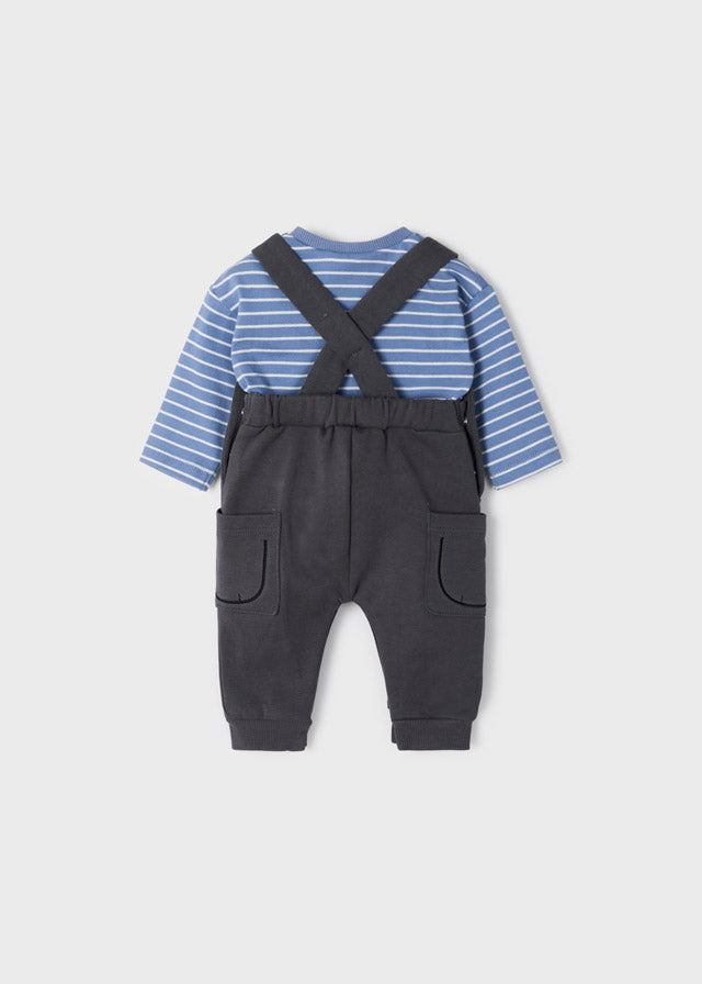 Mayoral Baby Boy AW22 Blue Striped Dungaree Set 2636