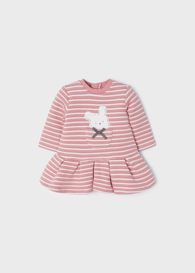 Mayoral Baby Girl AW22 Padded Pink Striped Dress 2813