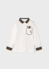 Mayoral Boy AW22 Cream Long Sleeved Polo Top 4179