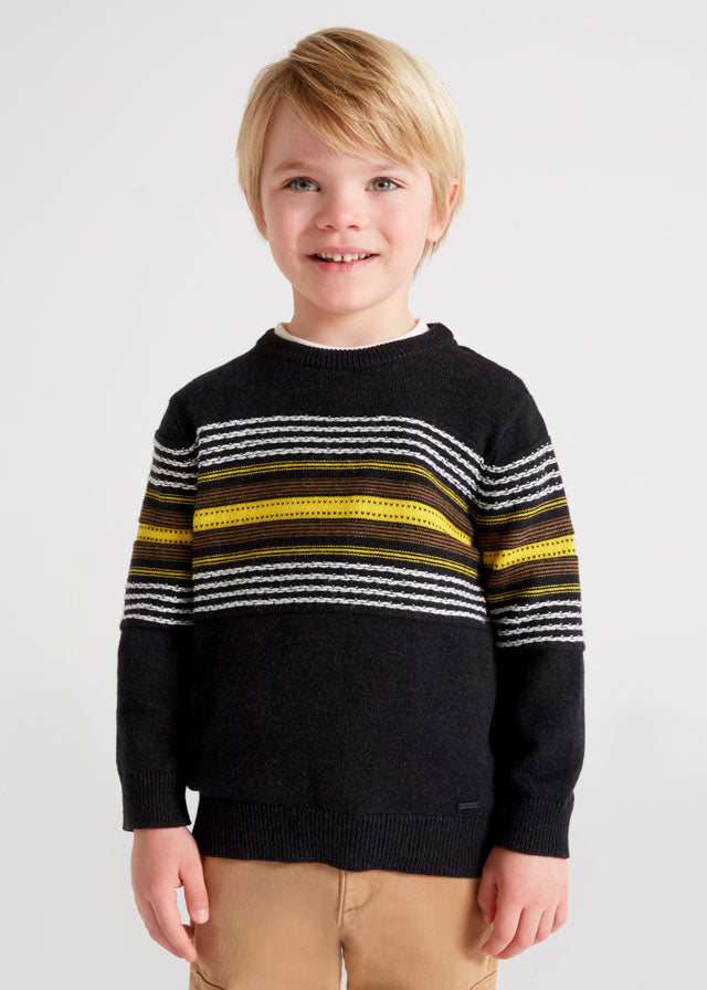 Mayoral Boy AW22 Charcoal Striped Sweater 4389