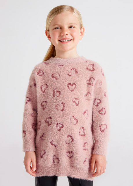 Mayoral Girl AW22 Pink Heart Knitted Dress 4969