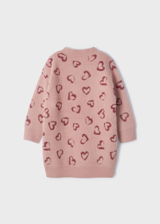 Mayoral Girl AW22 Pink Heart Knitted Dress 4969