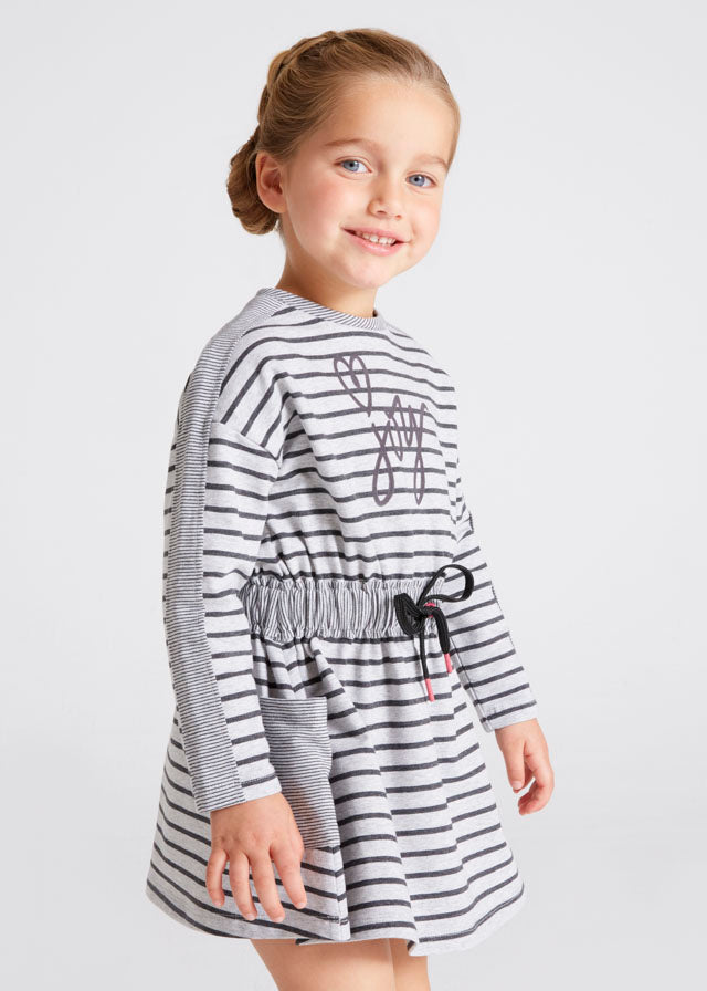 Mayoral Girl AW22 Grey Striped Dress 4975