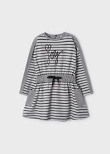 Mayoral Girl AW22 Grey Striped Dress 4975