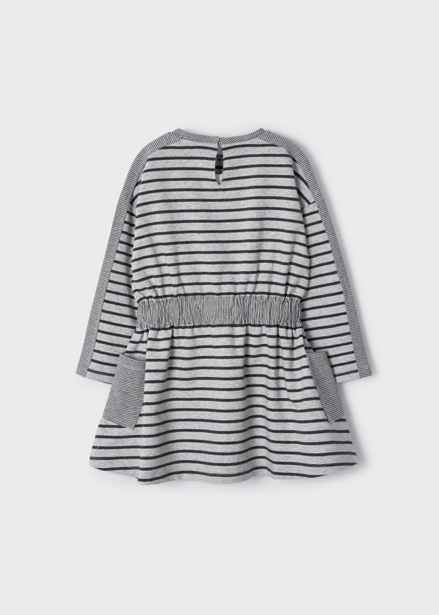 Mayoral Girl AW22 Grey Striped Dress 4975