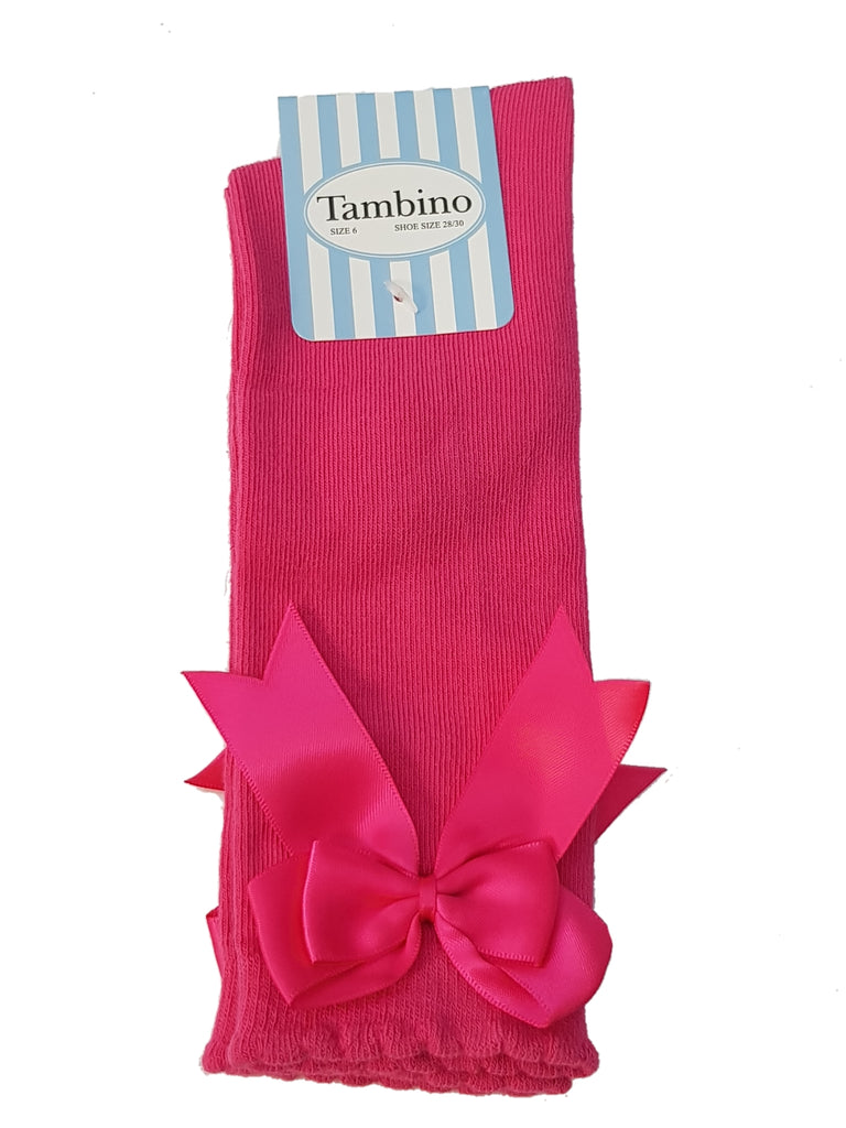 Tambino Bow Knee Socks Fuchsia