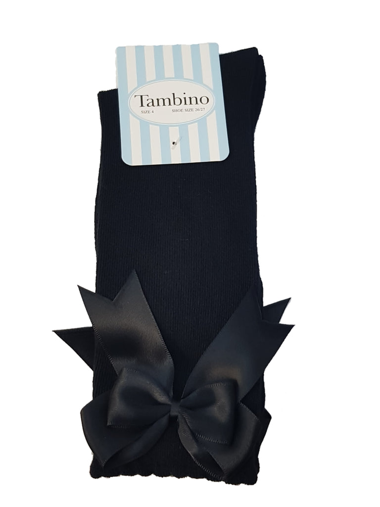 Tambino Bow Knee Socks Black
