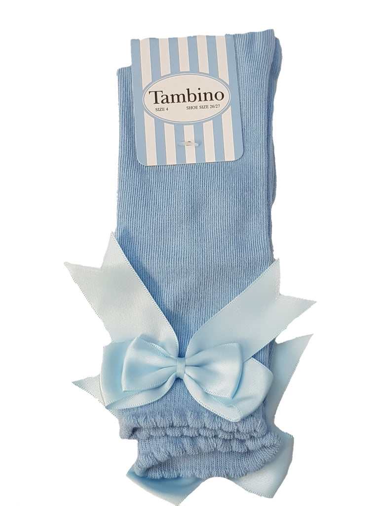 Tambino Bow Knee Socks Baby Blue