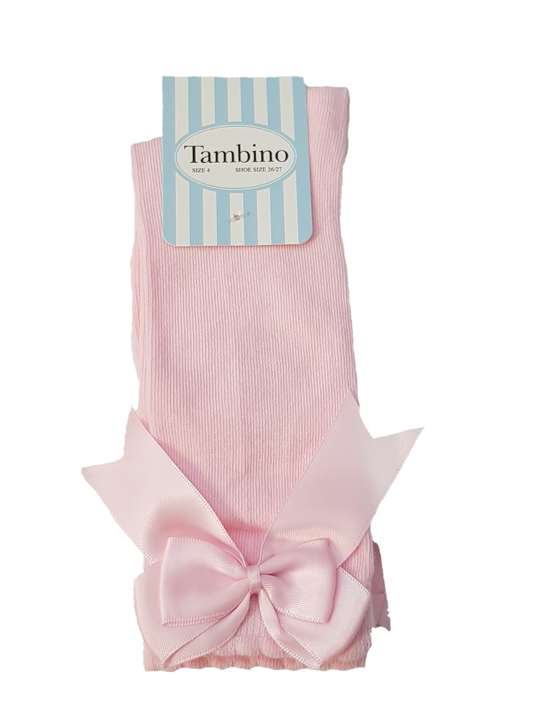 Tambino Bow Knee Socks Baby Pink