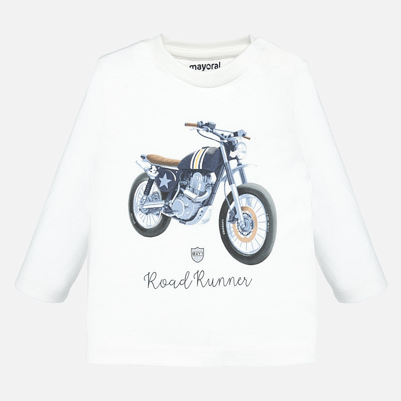 Mayoral Baby Boy AW19 Long sleeved motorbike t-shirt Cream 2019
