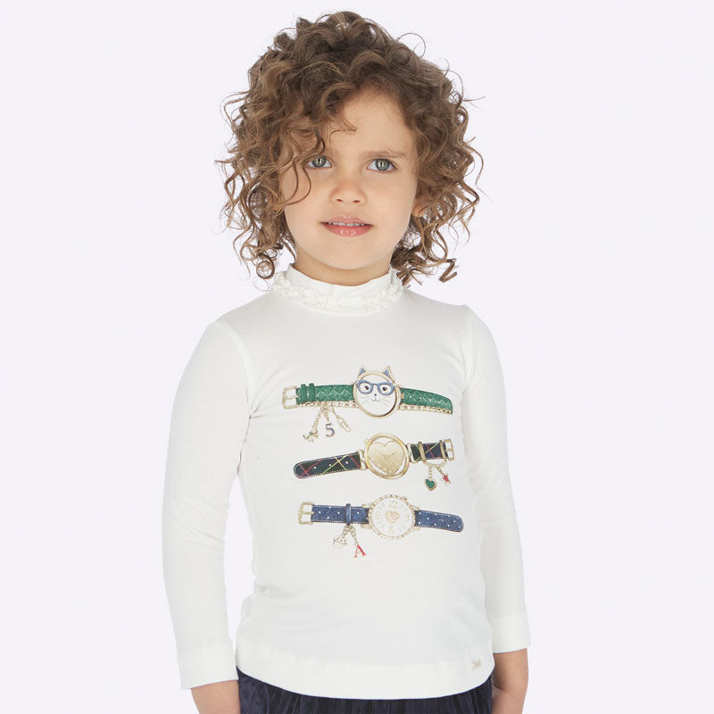 Mayoral Girl AW19 White Long Sleeved Top 4004