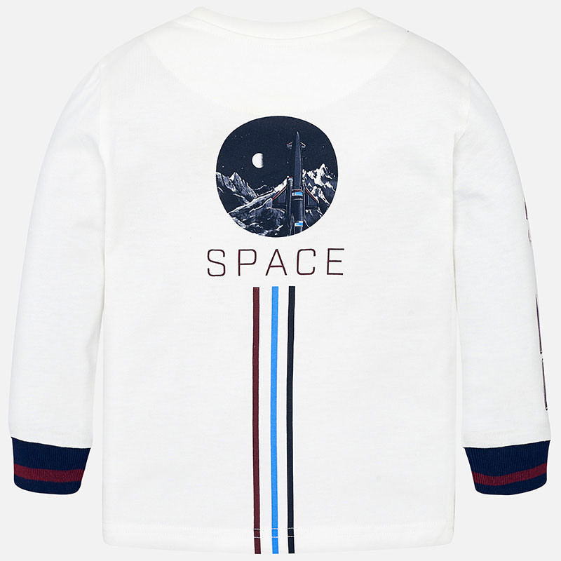 Mayoral Boy AW19 Long sleeved space t-shirt Cream 4030