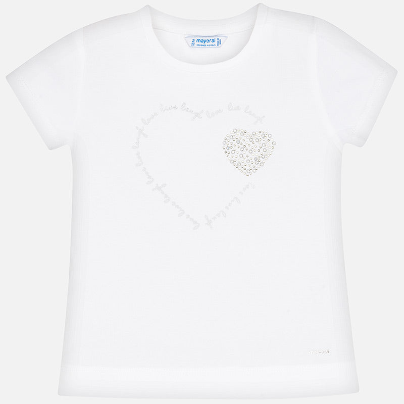 Mayoral Girl SS20 White Heart T-Shirt 174