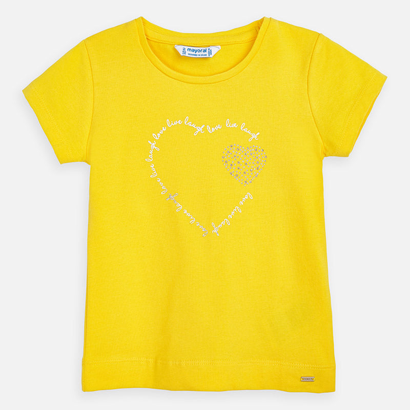 Mayoral Girl SS20 Heart T-Shirt Yellow 174