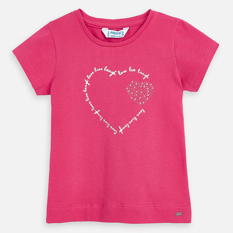 Mayoral Girl SS20 Heart T-Shirt Fuchsia 174
