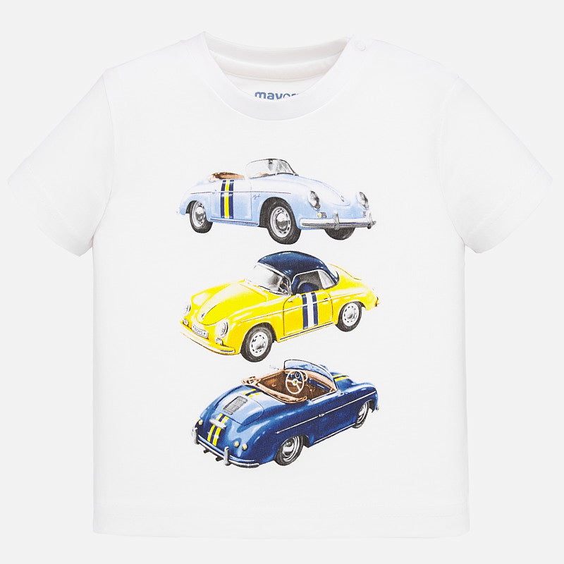 Mayoral Baby Boy SS20 Short Sleeved Cars T-Shirt White 1039