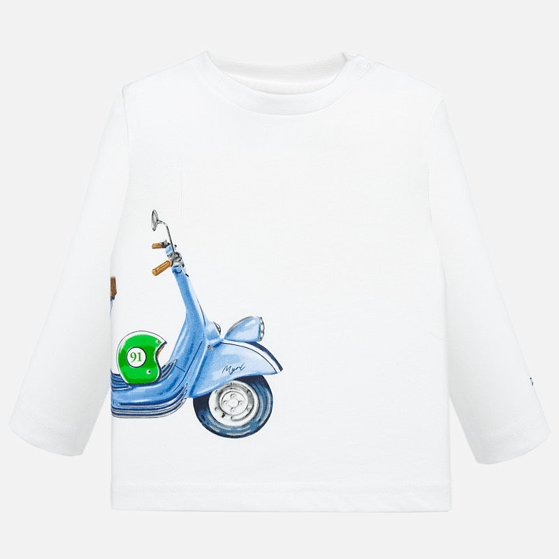 Mayoral Baby Boy SS20 Long Sleeved Vespa Top White 1054