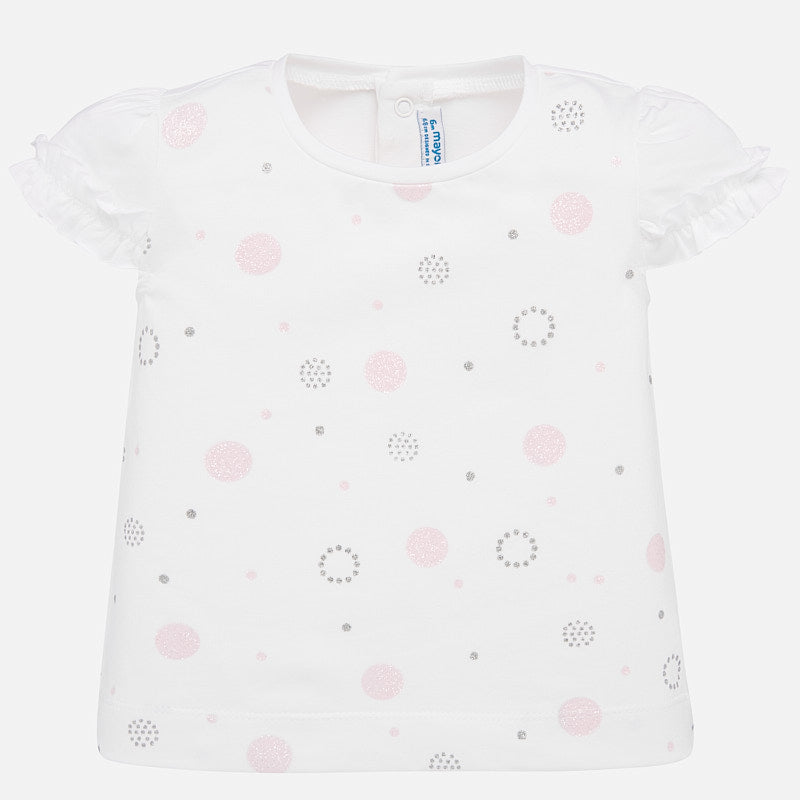 Mayoral Baby Girl SS20 Short Sleeved Polka Dot T-Shirt Pink 1057