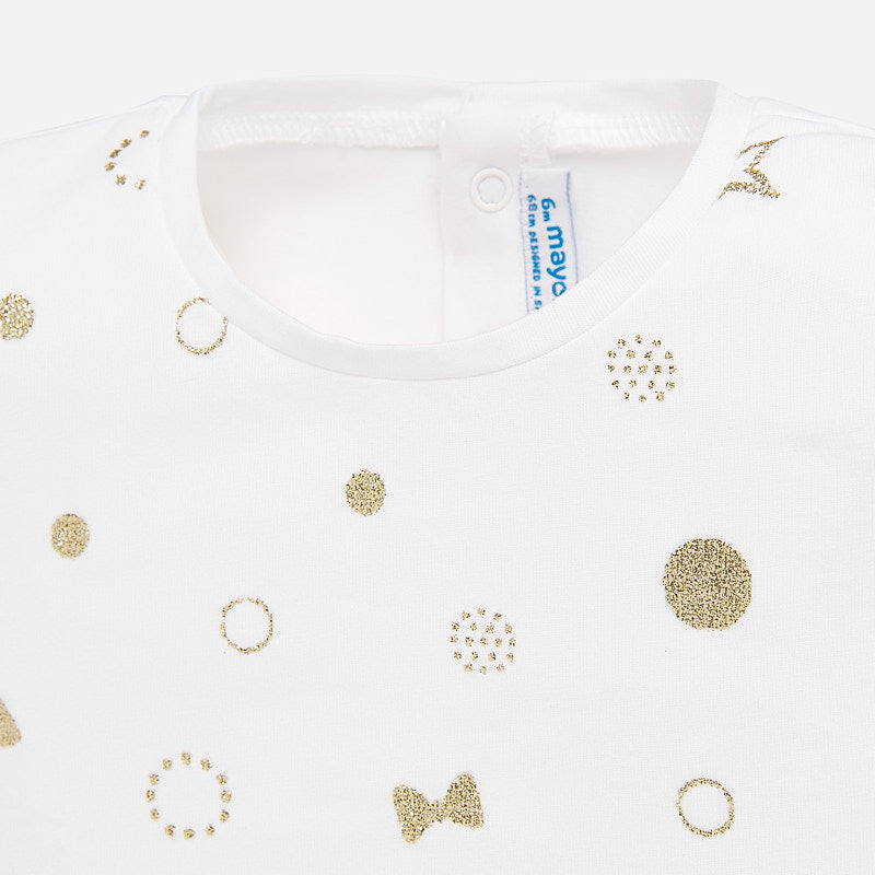 Mayoral Baby Girl SS20 Short Sleeved Polka Dot T-Shirt Gold 1057