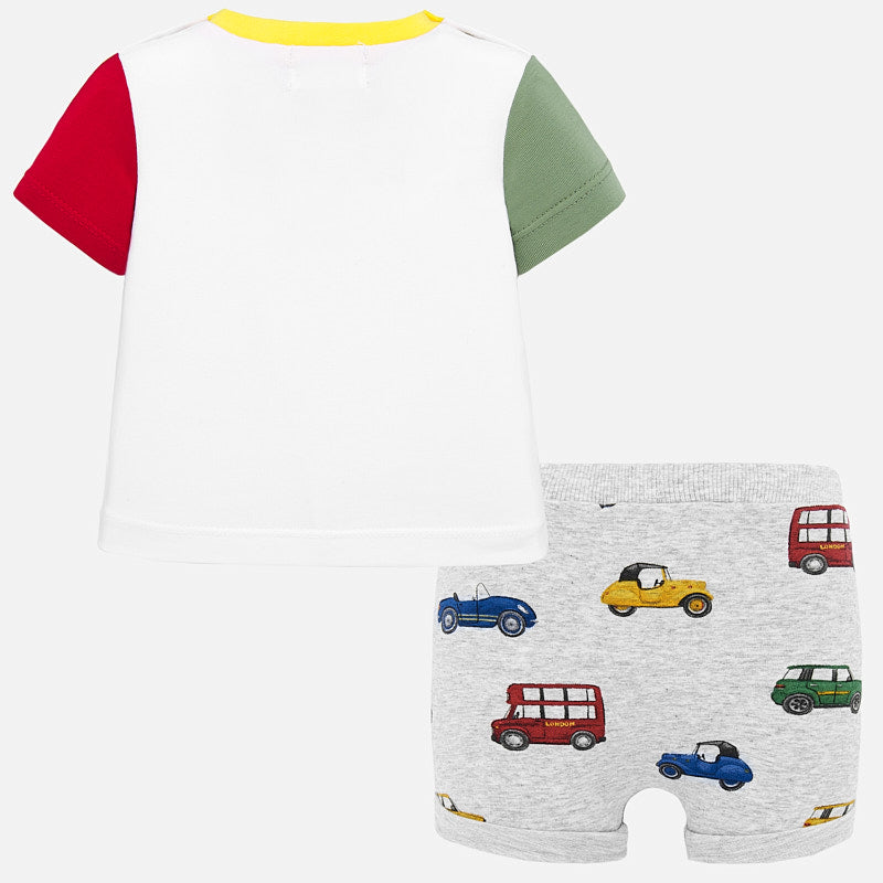 Mayoral Baby Boy SS20 Cars design t-shirt and shorts set 1276