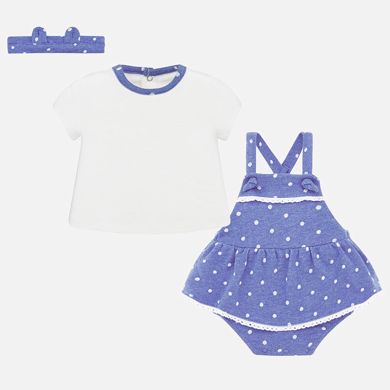 Mayoral Baby Girl SS20 T-shirt and skirt dungaree set with headband 1683