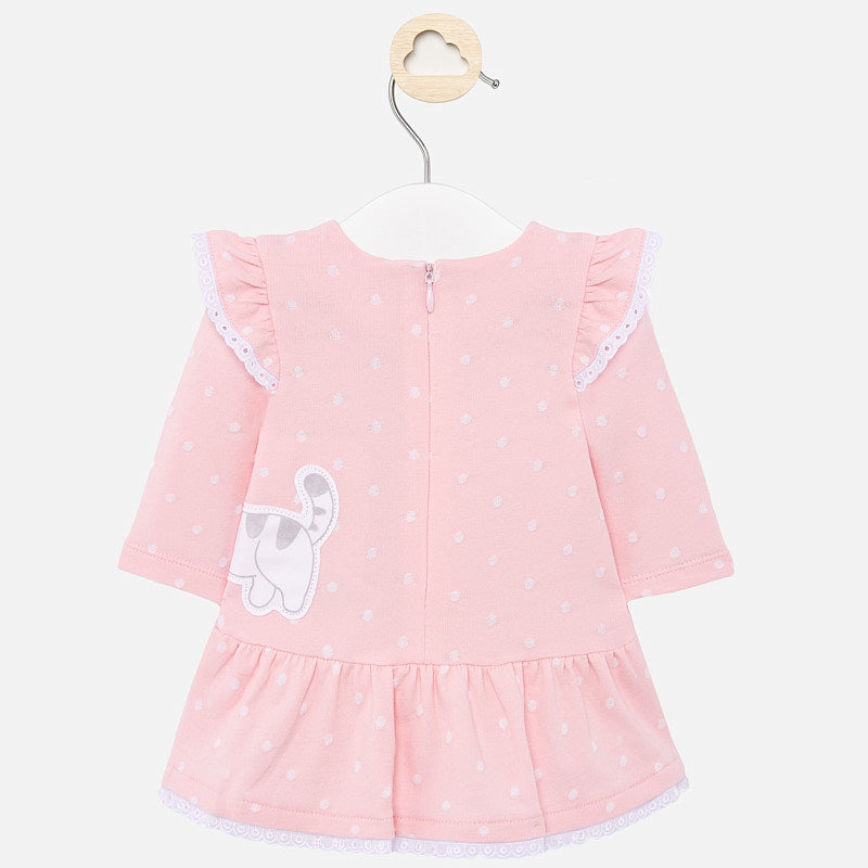 Mayoral Baby Girl SS20 Pink Kitten print dress 1858