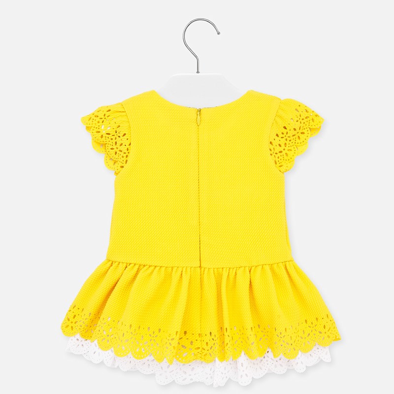 Mayoral Baby Girl SS20 Yellow Openwork Dress 1912