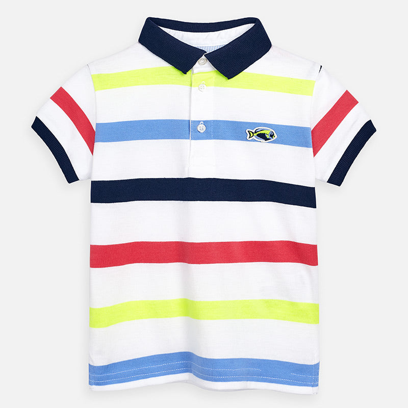 Mayoral Boy SS20 Short sleeved block stripe polo shirt 3148