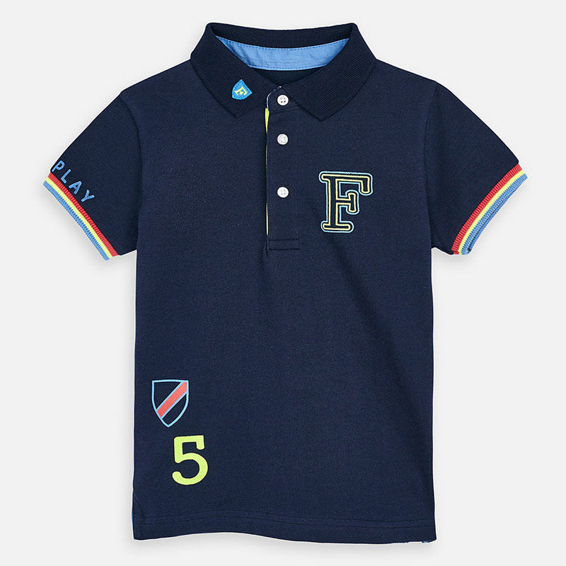 Mayoral Boy SS20 Short sleeved polo shirt with print Navy 3154