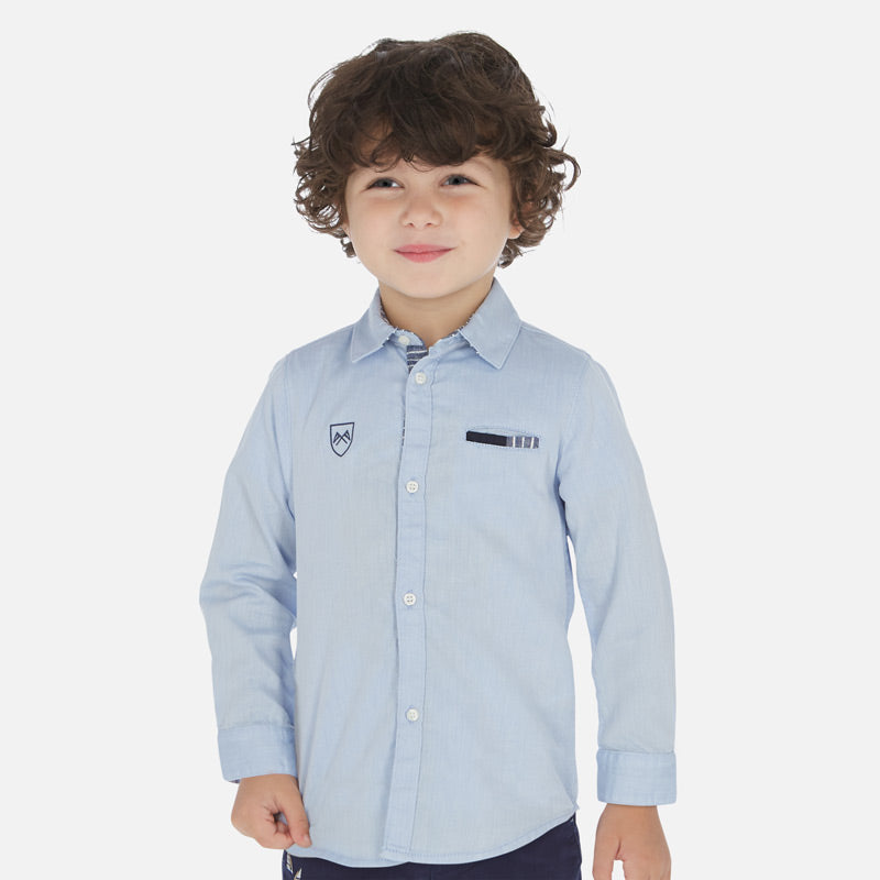 Mayoral Boy SS20 Long sleeved formal shirt with elbow patches 3171