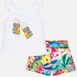 Mayoral Girl SS20 Sandals Printed Shorts Set 3290