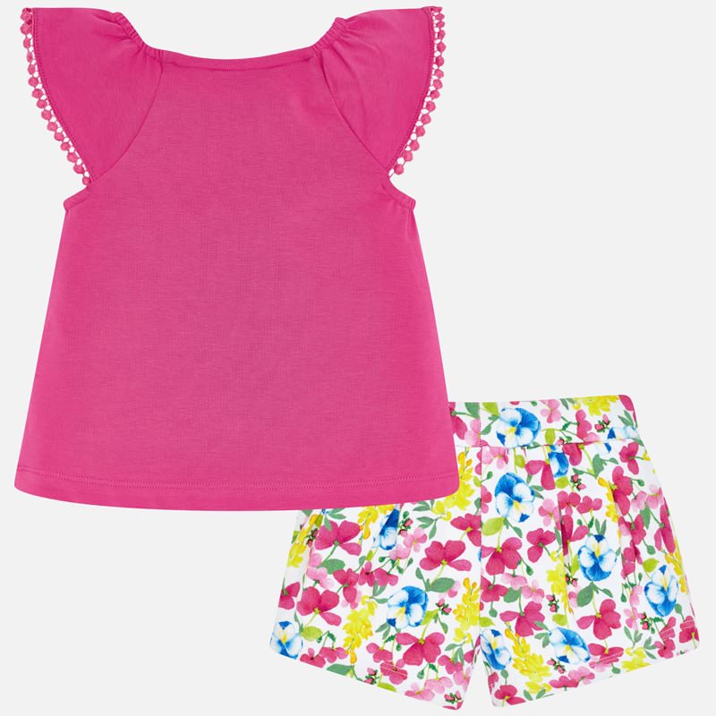 Mayoral Girl SS20 Fuchsia Top and Floral Shorts Set 3293