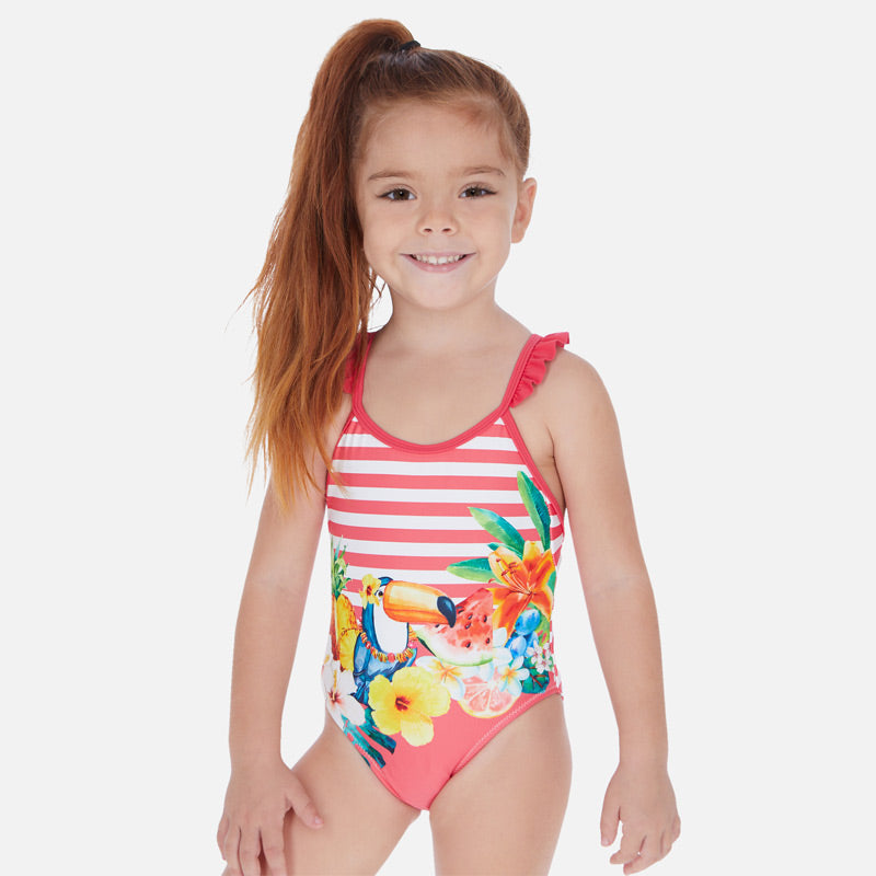 Mayoral Girl SS20 Striped Tucan swimsuit 3729
