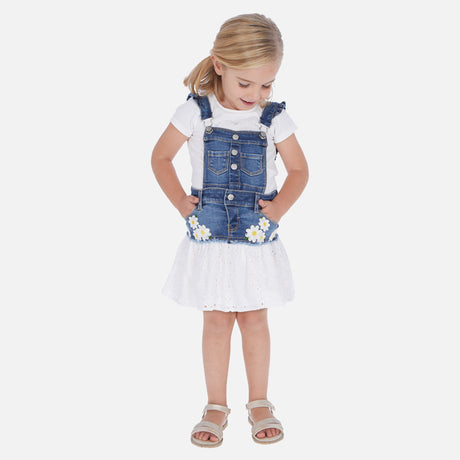Mayoral Girl SS20 Combined skirt dungarees with daisies 3909