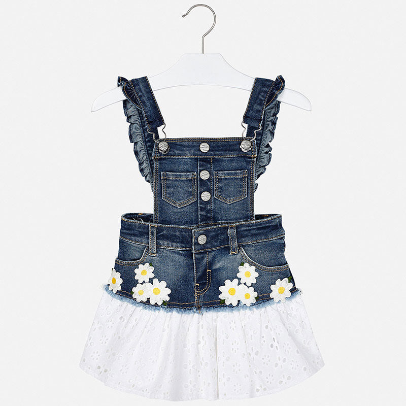 Mayoral Girl SS20 Combined skirt dungarees with daisies 3909
