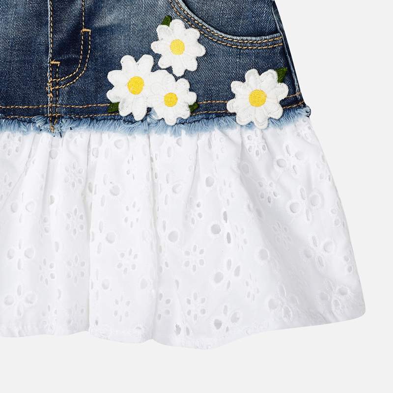 Mayoral Girl SS20 Combined skirt dungarees with daisies 3909