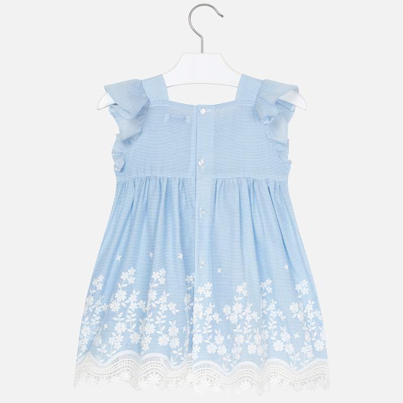 Mayoral Girl SS20 Blue Stripe Embroidered dress 3952