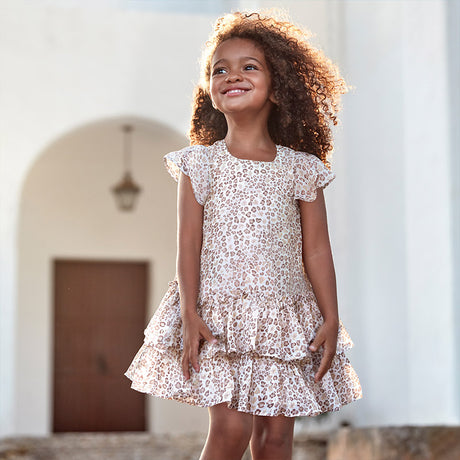 Mayoral Girl SS20 Beige Print Dress 3957
