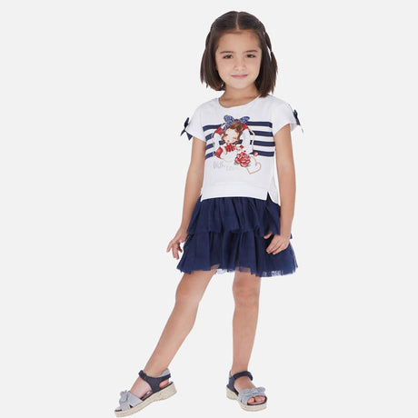 Mayoral Girl SS20 Navy Combined tulle dress 3958
