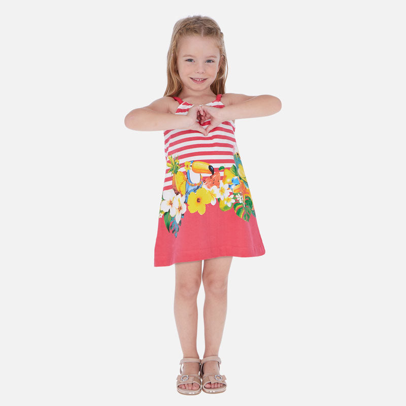 Mayoral Girl SS20 Pink Striped Tucan dress 3961