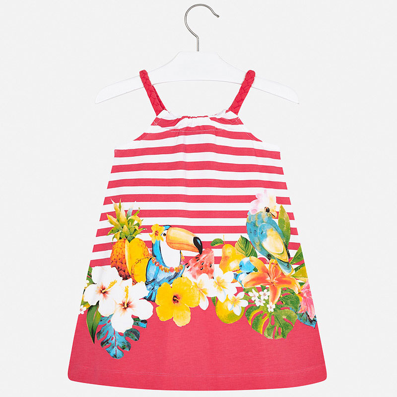Mayoral Girl SS20 Pink Striped Tucan dress 3961