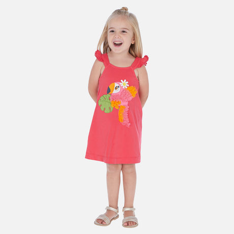 Mayoral Girl SS20 Embroidered Tucan Dress Pink 3962
