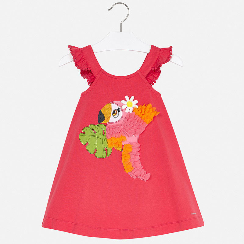 Mayoral Girl SS20 Embroidered Tucan Dress Pink 3962